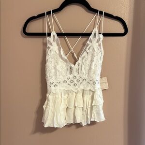 Intimately Free People Lace Trim White Top